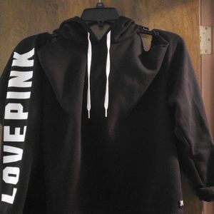 PINK Off the shoulder black sweatshirt and shorts